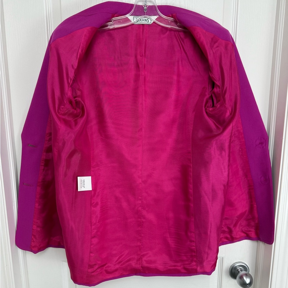 Vintage Wool Blazer Jacket Size 6 Pink Magenta Office 80s - Picture 3 of 10